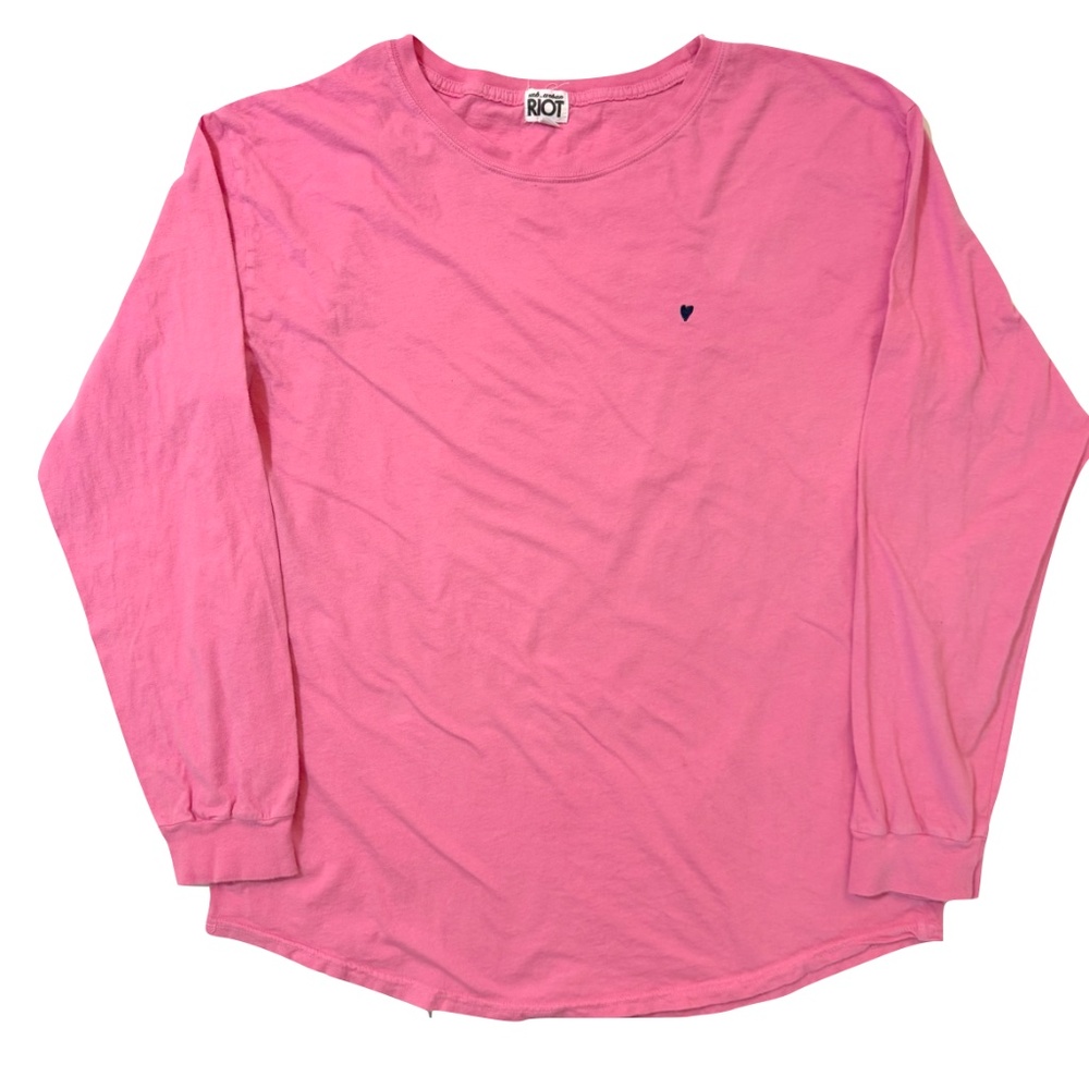 Sub_Urban Riot Pink Long Sleeve Tee Embroidered Navy Heart Size XL